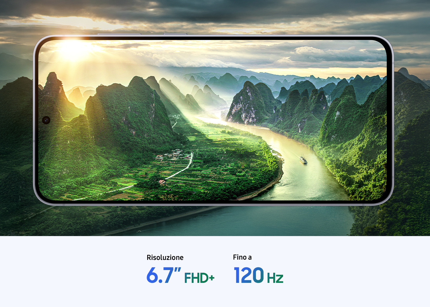Immagine di un Galaxy S25 FE - Risoluzione 6.7'' FHD+ - Fino a 120Hz