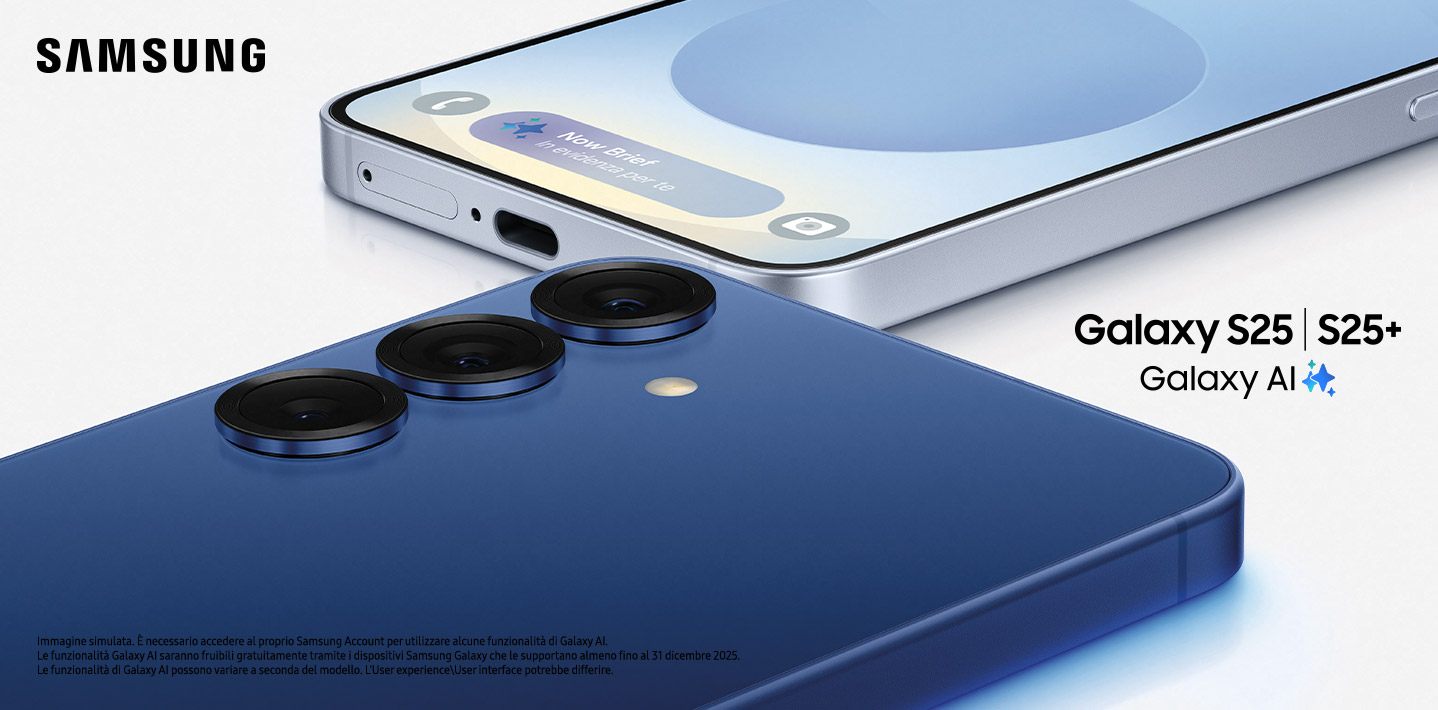 Samsung - Galaxy S25 | S25+ - Galaxy AI - Immagine simulata. È necessario accedere al proprio Samsung Account per utilizzare alcune funzionalità di Galaxy AI. Le funzionalità Galaxy AI saranno fruibili gratuitamente tramite i dispositivi Samsung Galaxy che le supportano almeno fino al 31 dicembre 2025. Le funzionalità di Galaxy AI possono variare a seconda del modello. L'User experience\User interface potrebbe differire.